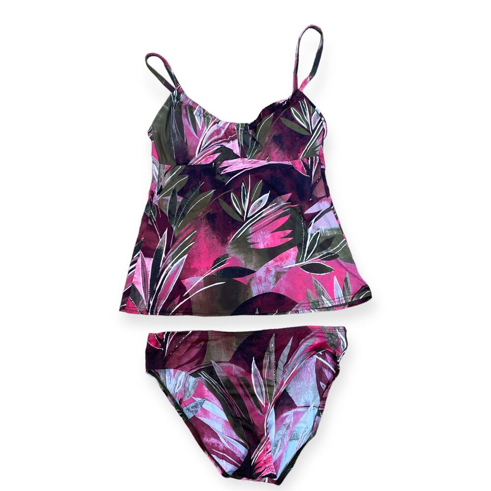 Ladies Floral Tankini Two Piece Swim Suit Tropical Size Medium